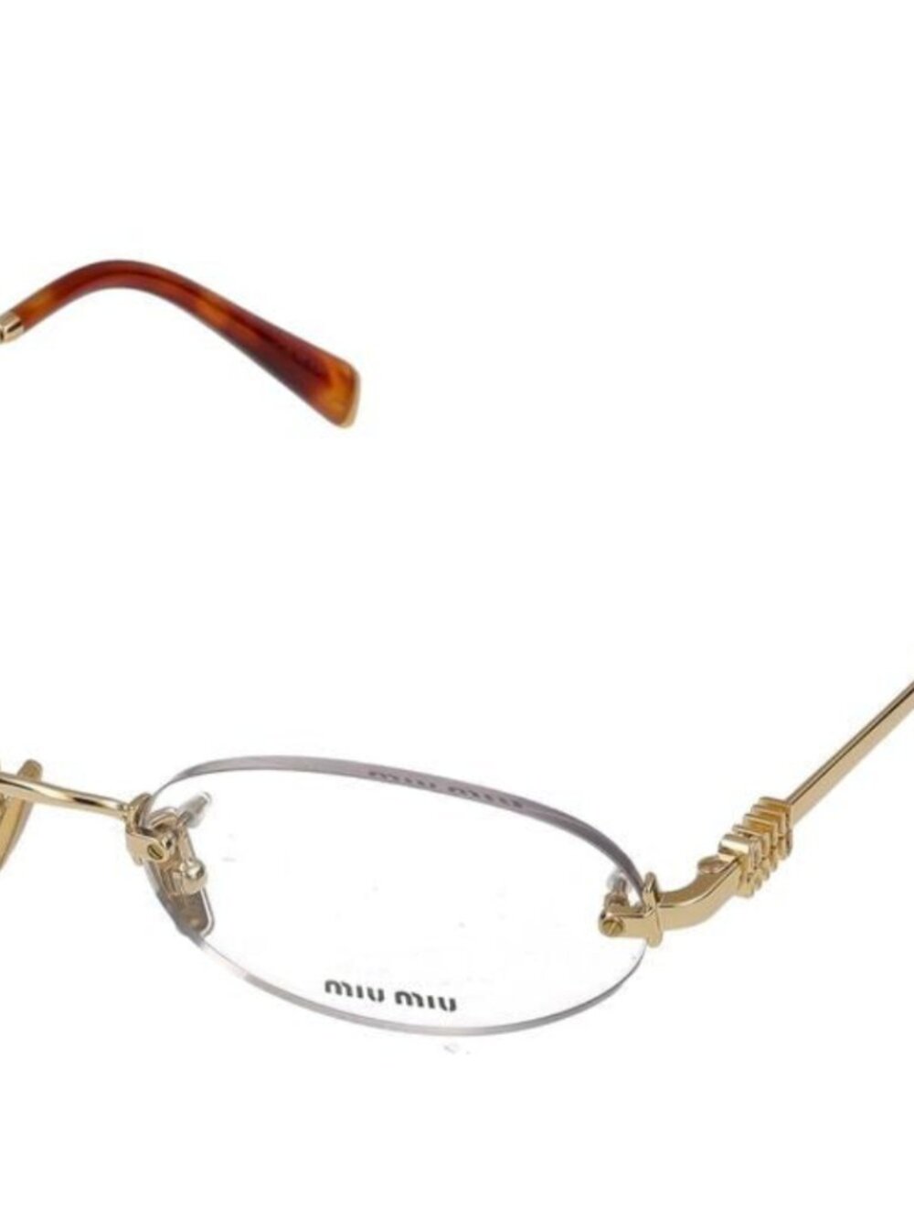 Miu Miu Rimless Oval Gold Metal Eyeglasses Optical Frames
